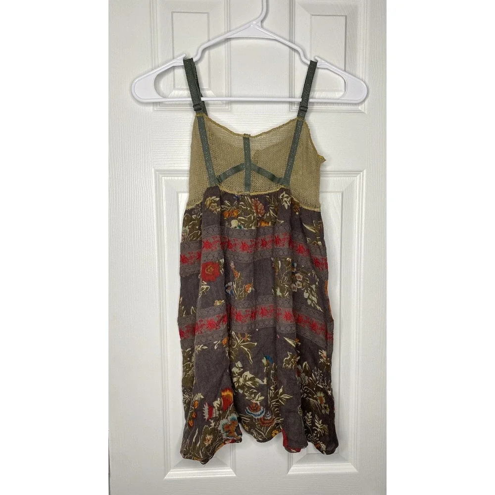 Free People Women's Mohair Wool Sheer Tank Top Multicolor 2 Embroidered Boho‎